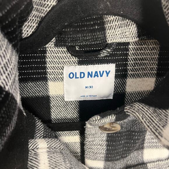 Old Navy Girls Oversized Soft Plaid Shacket Size 8 Black Plaid - Picture 5 of 8